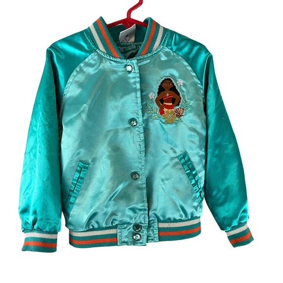 Disney Moana Satin Varsity Jacket Coat Size 4 - Picture 1 of 10